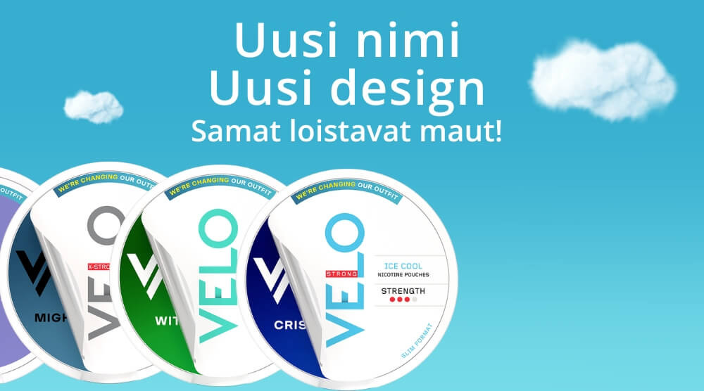 VELO nikotiinipussien uusi ilme ja uudet nimet